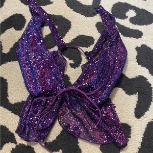 Purple Sparkly Shein Crop top